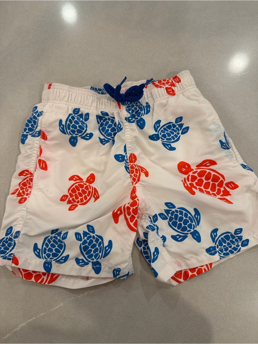 Vilebrequin White Kids Swim Trunks with Red & Blue Turtle Print - Picture 2 of 3